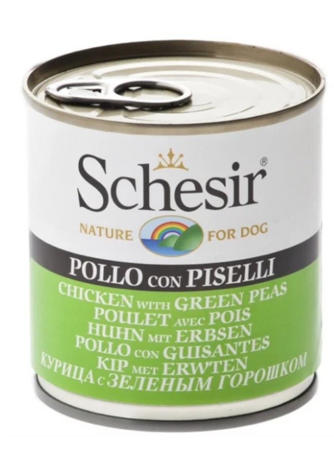 شيزير (Schesir) طبيعي للكلاب 🐾 - فيليه الدجاج مع البازلاء الخضراء - مكونات طبيعية 100% - علبة 150 جم ✨